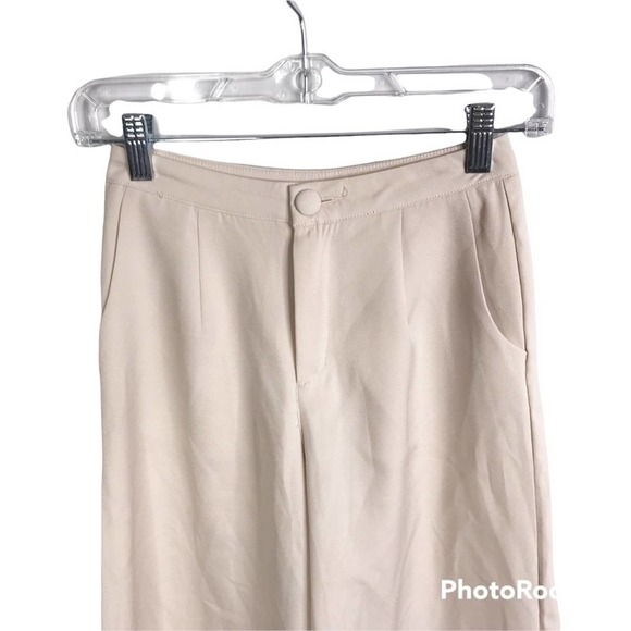 Missguided cream beige wide leg cropped pants size 4 - Picture 5 of 9